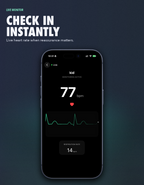 OZI Sleep app live monitor — real-time heart rate and respiration check on a sleeping family member