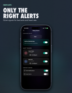 OZI Sleep app smart alerts panel — configure bed-exit and heart-rate notifications without false alarms