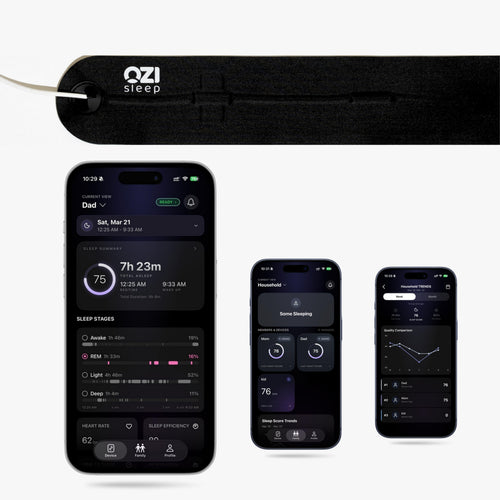 OZI Sleep Tracker under-sheet sensor with the OZI Sleep companion app